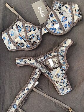 Forplay See It Clear Vinyl 3-Piece Lingerie Set L NWT Dolls Kill